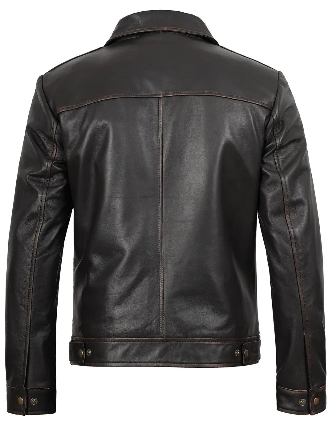 Mens Distressed Dark Brown Motorcycle Leather Jacket - Rare Leather