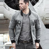 Mens Grey Sheepskin Army Shearling Bomber Jacket - Rare Leather