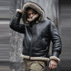 Men's Hooded RAF Aviator B3 Sheepskin Black Shearling Jacket - Rare Leather