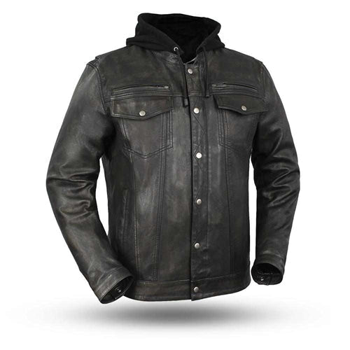 Mens Leather Denim Style Motorcycle Jacket - Vox Leather