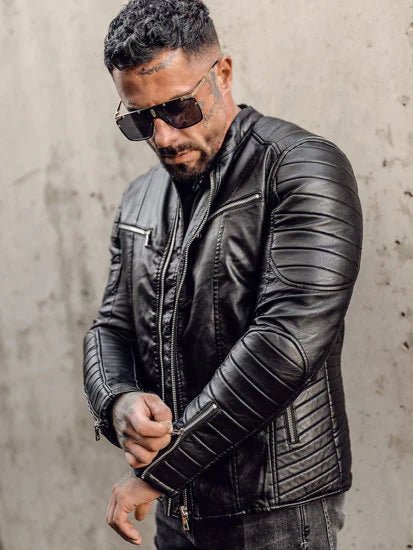 Men's Leather Jacket with Detachable Sleeves Black - Vox Leather
