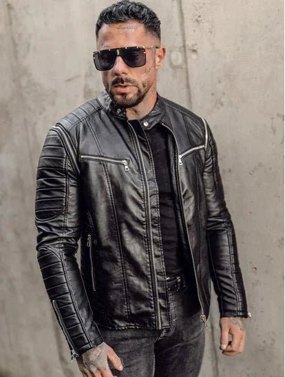 Men's Leather Jacket with Detachable Sleeves Black - Vox Leather