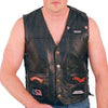 Mens Patched Motorcycle Leather Vest - Rare Leather