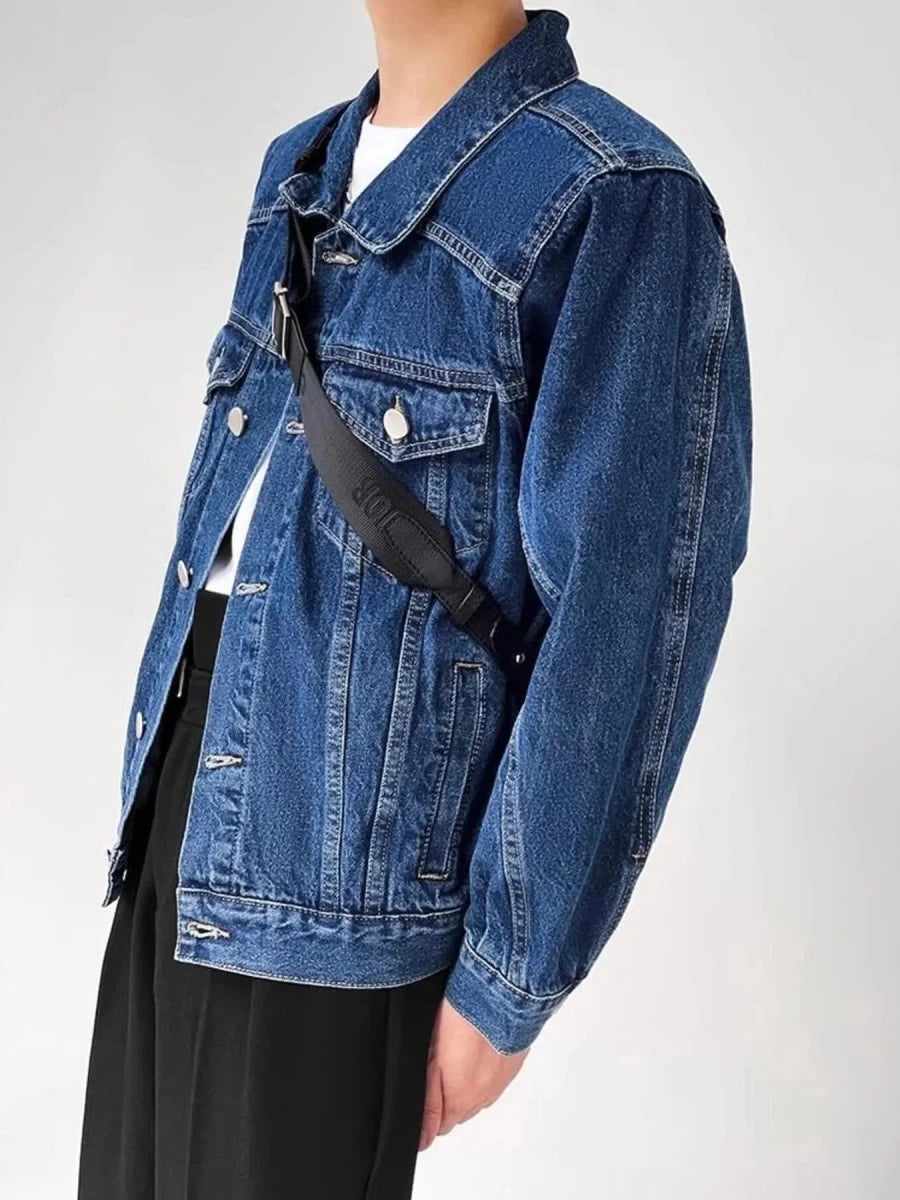 Men's Plus Size Button Up Long Sleeve Denim Jacket - Vox Leather