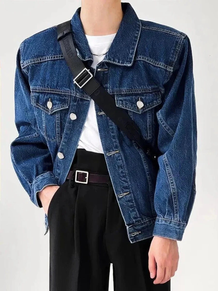 Men's Plus Size Button Up Long Sleeve Denim Jacket - Vox Leather