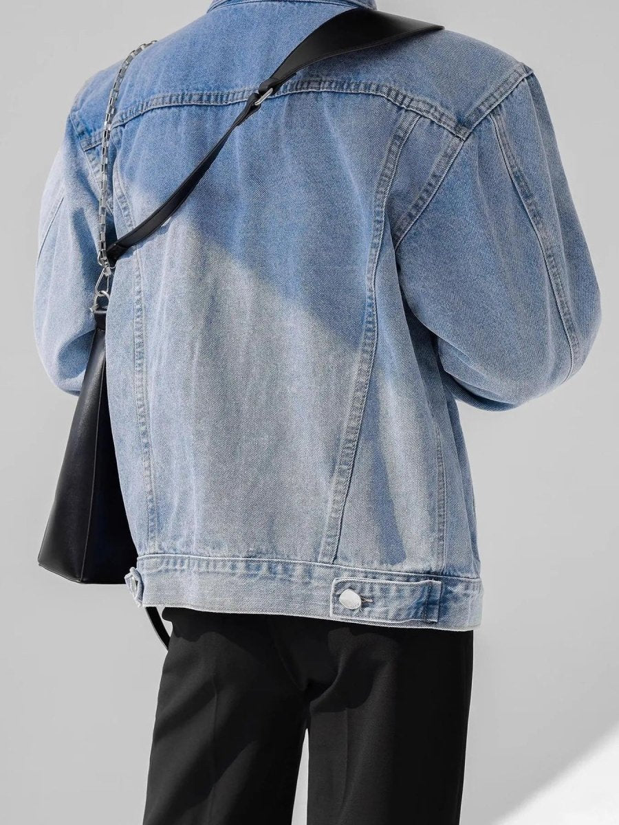 Men's Plus Size Button Up Long Sleeve Denim Jacket - Vox Leather
