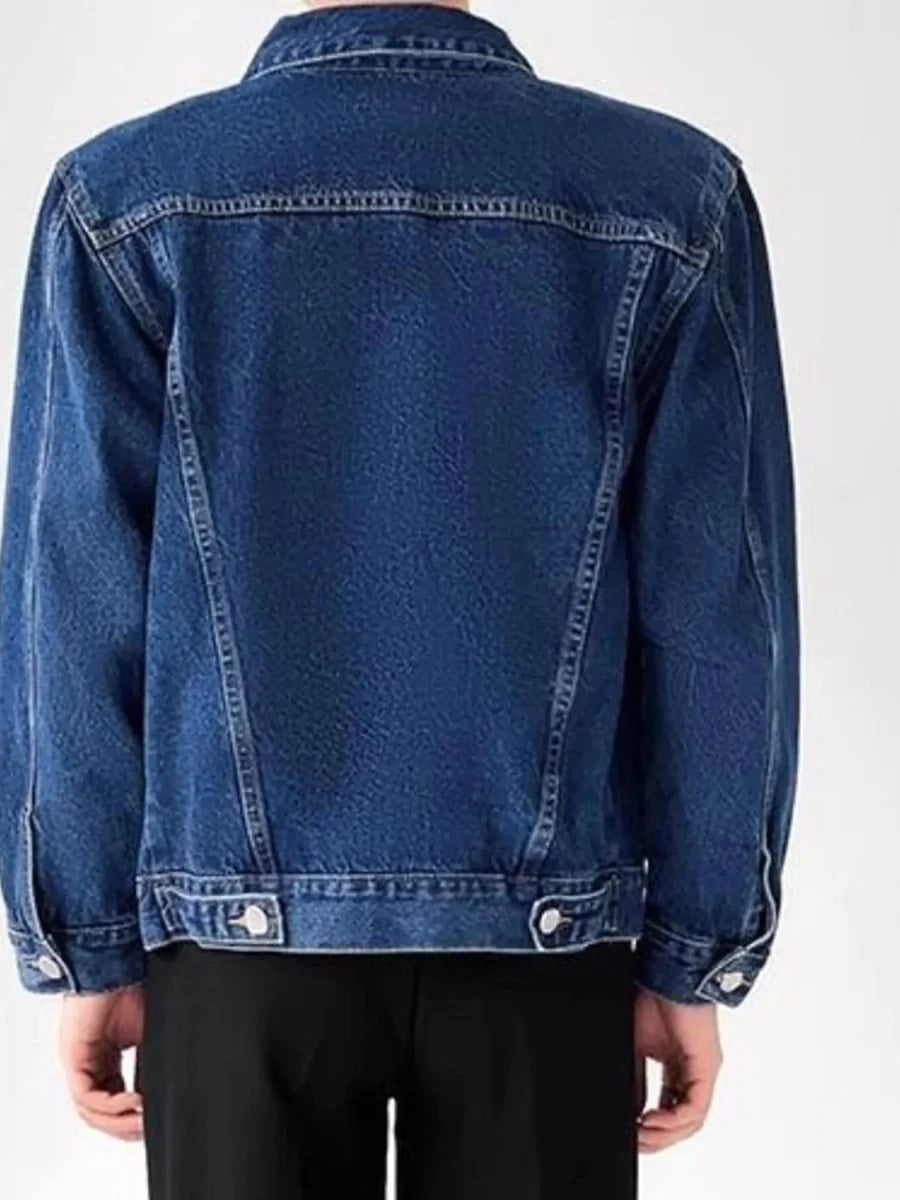 Men's Plus Size Button Up Long Sleeve Denim Jacket - Vox Leather
