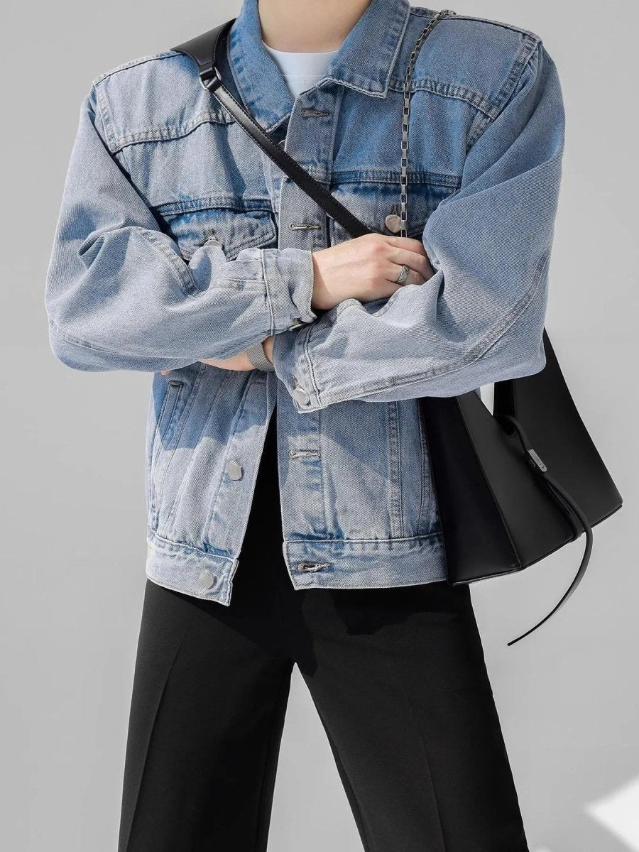 Men's Plus Size Button Up Long Sleeve Denim Jacket - Vox Leather