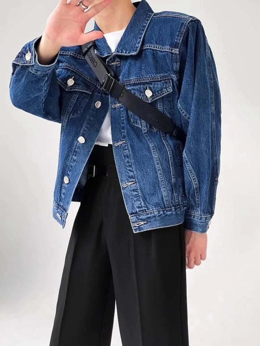 Men's Plus Size Button Up Long Sleeve Denim Jacket - Vox Leather