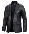 Mens Real Lambskin Black Leather Blazer - Vox Leather