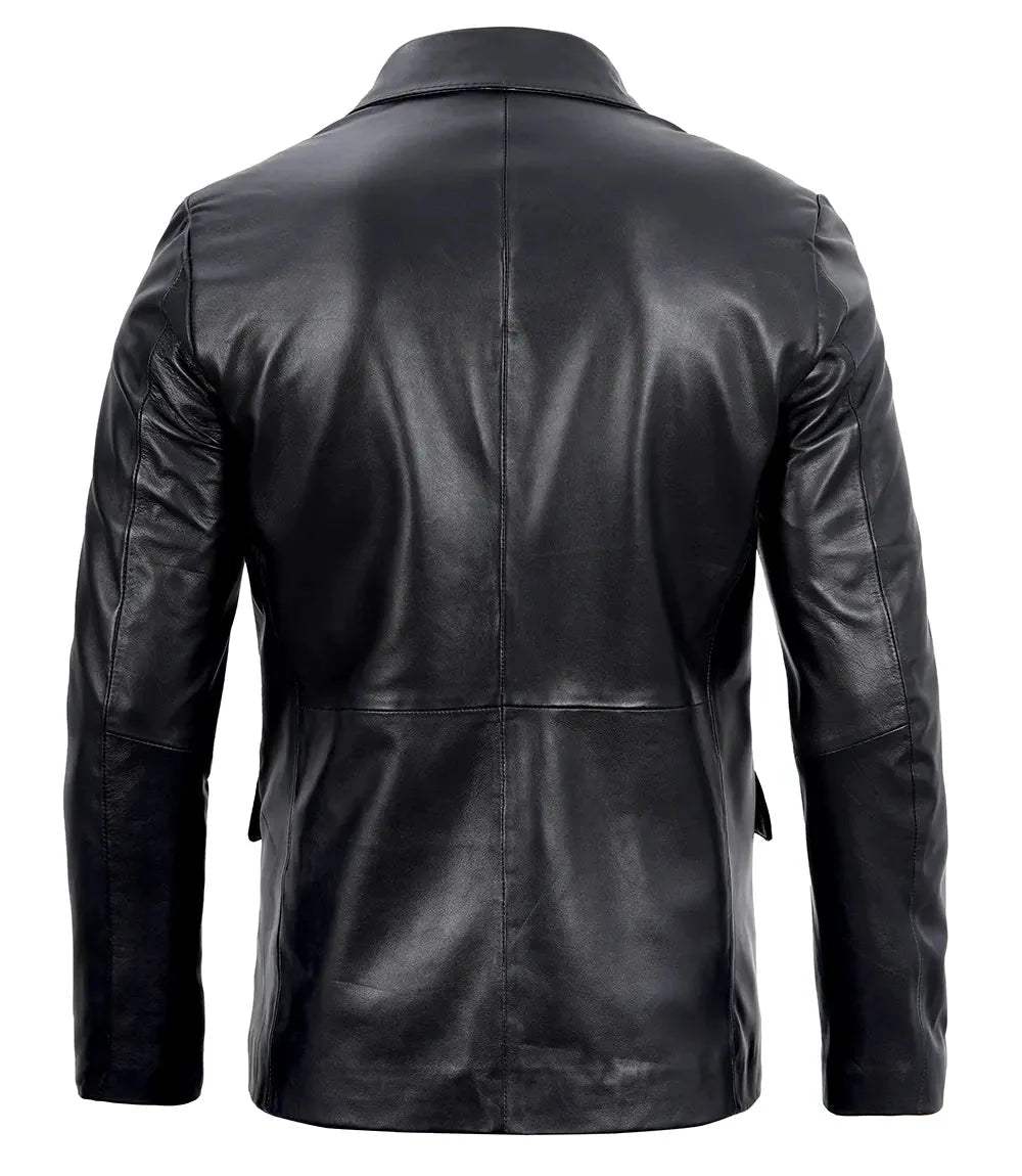 Mens Real Lambskin Black Leather Blazer - Vox Leather