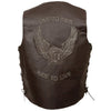 Men’s Ride To Live Embroidered Side Laces Retro Brown Vest - Vox Leather