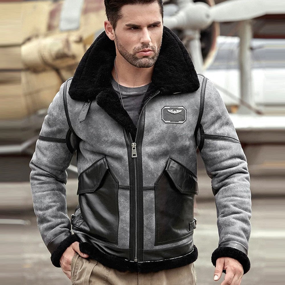 Mens Sheepskin Raf Airforce Pilot Shearling Aviator Jacket - Rare Leather