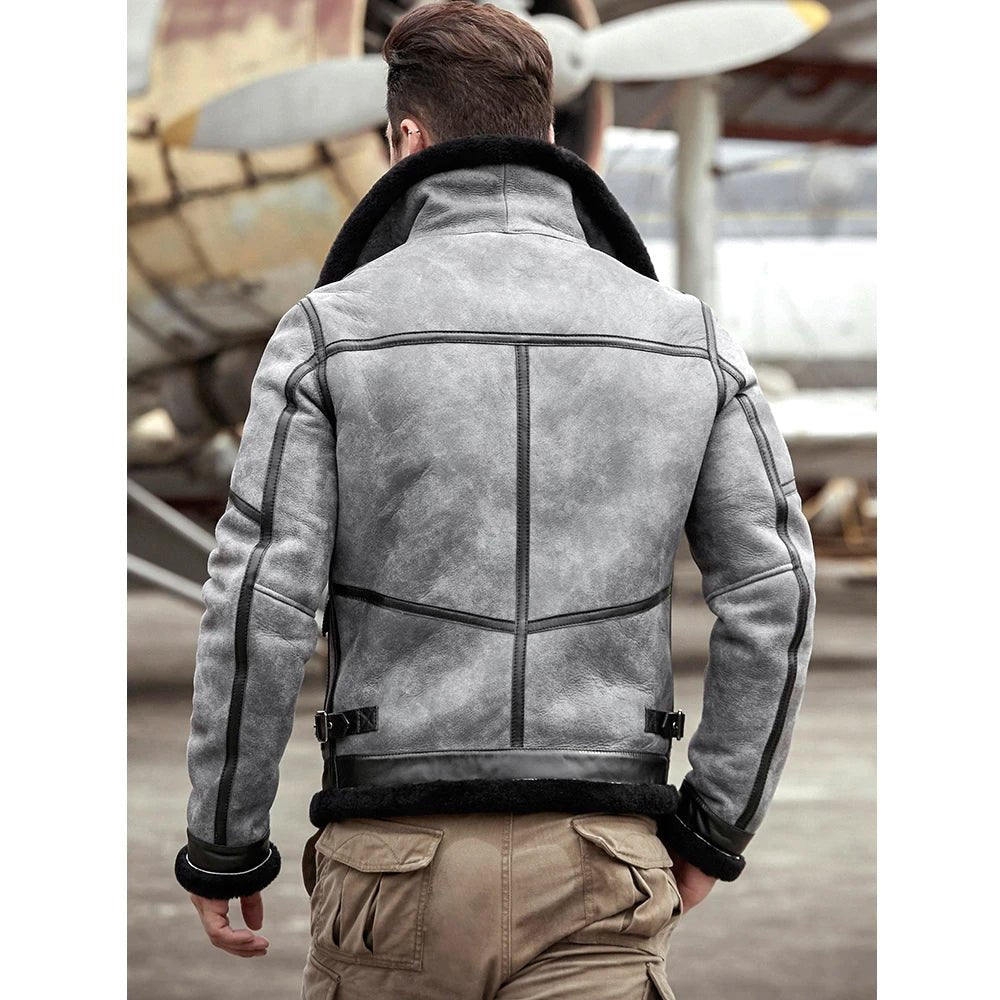 Mens Sheepskin Raf Airforce Pilot Shearling Aviator Jacket - Rare Leather