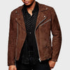 Men's Suede Asymmetric Biker Leather Jacket - Rare Leather