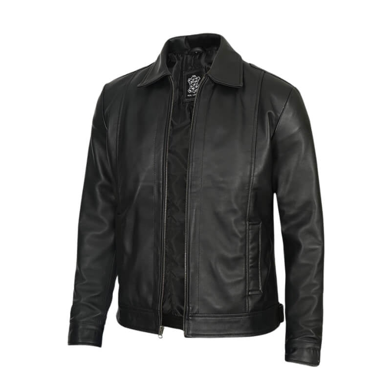 Men's Vintage Black Harrington Leather Jacket - Vox Leather