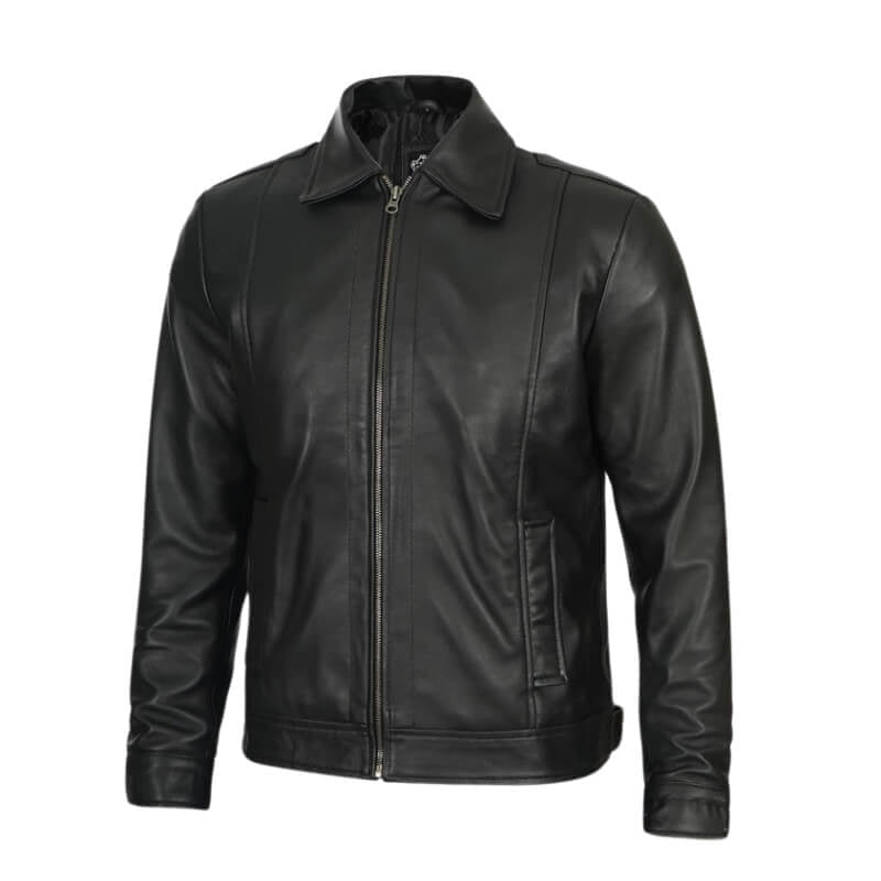 Men's Vintage Black Harrington Leather Jacket - Vox Leather