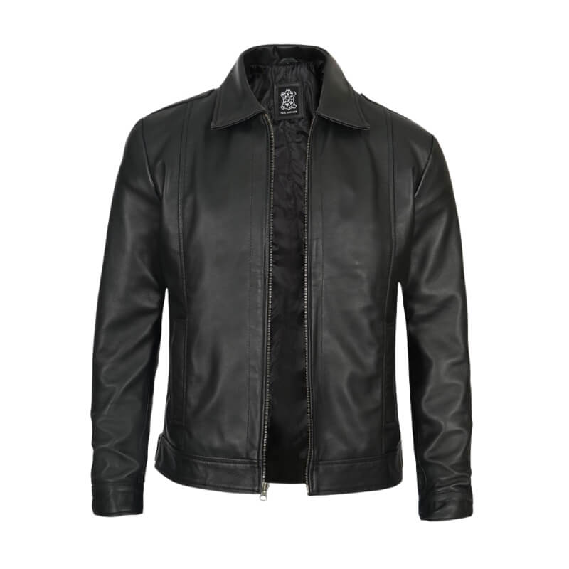 Men's Vintage Black Harrington Leather Jacket - Vox Leather