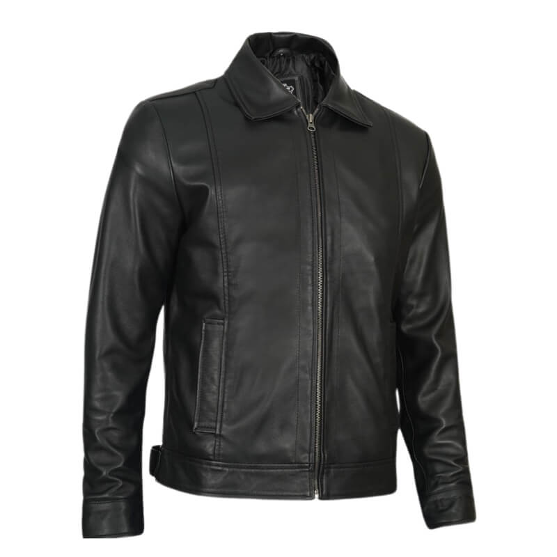 Men's Vintage Black Harrington Leather Jacket - Vox Leather