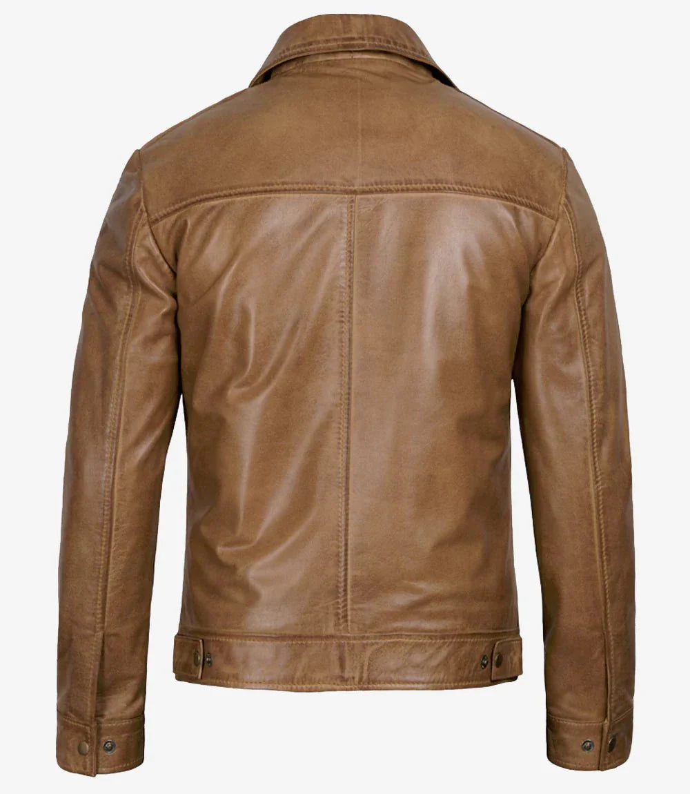 Men's Yellow Wax Vintage Leather Jacket - Rare Leather