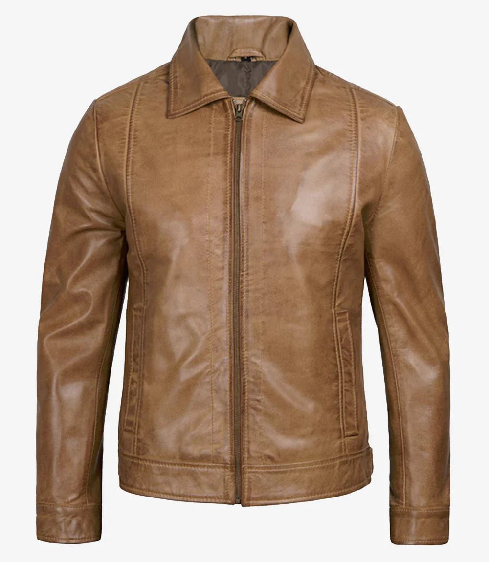 Men's Yellow Wax Vintage Leather Jacket - Rare Leather