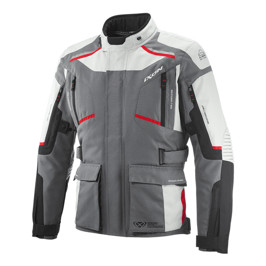 Midgard - All Season Motorcycle Touring Jacket (Grey/Black/Red) - Vox Leather