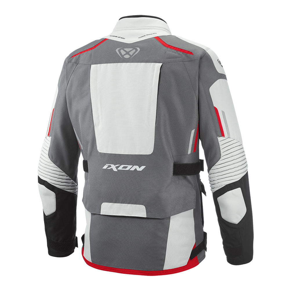 Midgard - All Season Motorcycle Touring Jacket (Grey/Black/Red) - Vox Leather