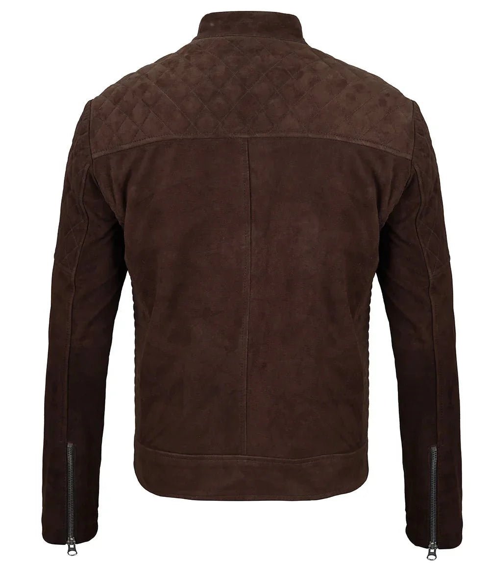Miguel Men's Quilted Brown Suede Jacket - Vox Leather