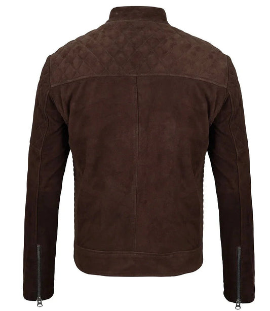 Miguel Men's Quilted Brown Suede Jacket - Vox Leather