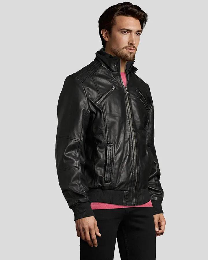 Mike Black Bomber Leather Jacket - Vox Leather