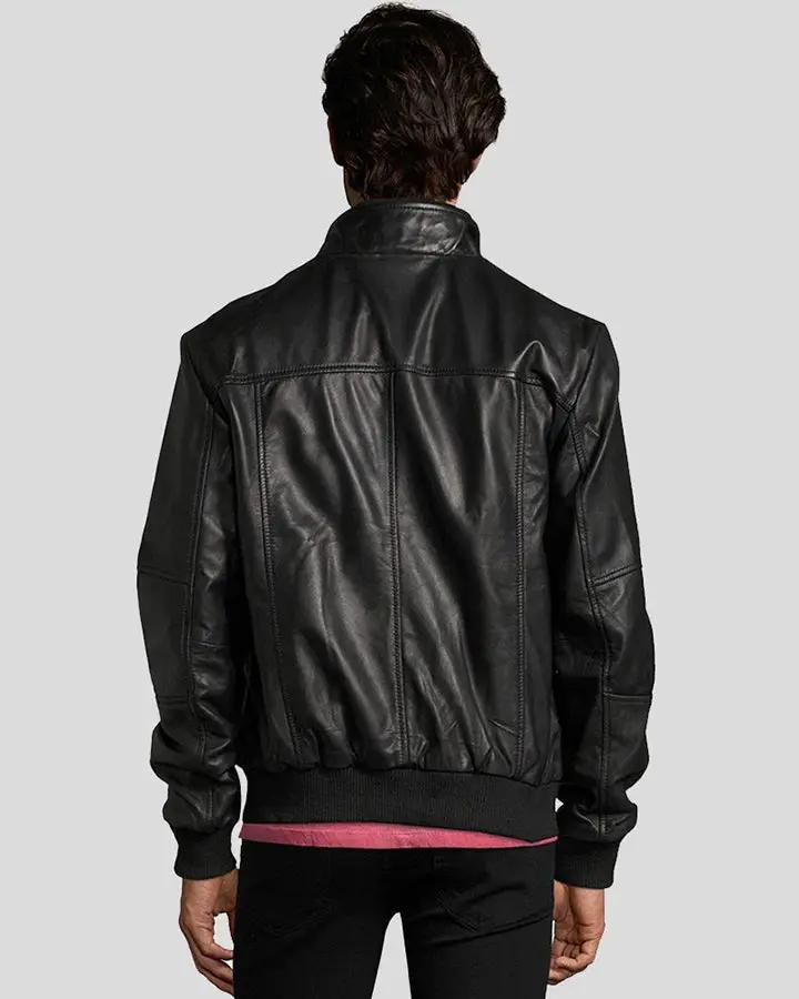 Mike Black Bomber Leather Jacket - Vox Leather