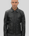 Miles Black Leather Racer Jacket - Rare Leather