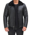 Mitchel Men's Black Shearling Leather Bomber Jacket - Rare Leather