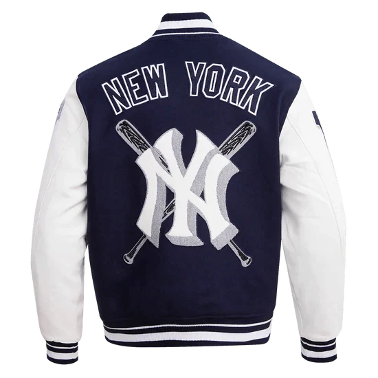 MLB New York Yankees Mashup Men's Rib Wool Varsity Jacket - Rare Leather