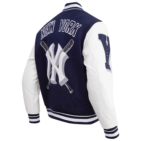 MLB New York Yankees Mashup Men's Rib Wool Varsity Jacket - Rare Leather