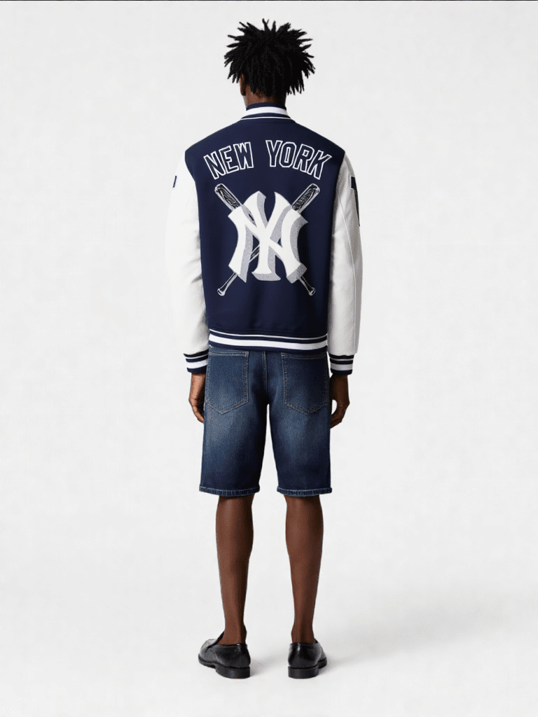 MLB New York Yankees Mashup Men's Rib Wool Varsity Jacket - Vox Leather