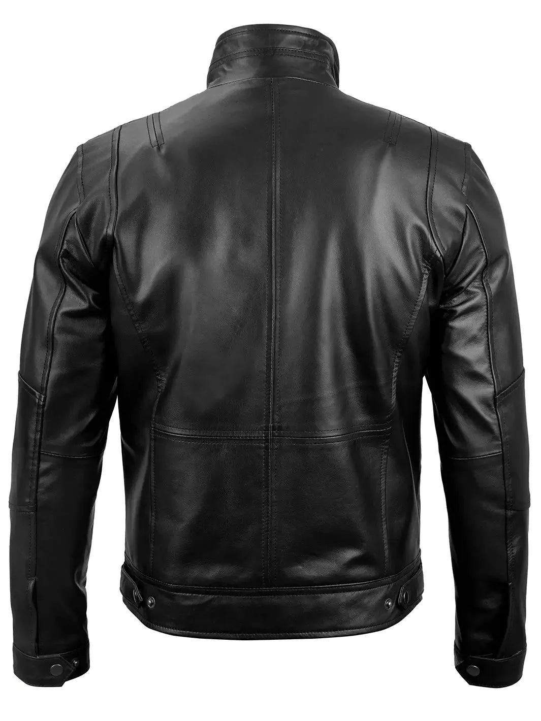 Moffit Mens Black Cafe Racer Real Leather Jacket - Rare Leather