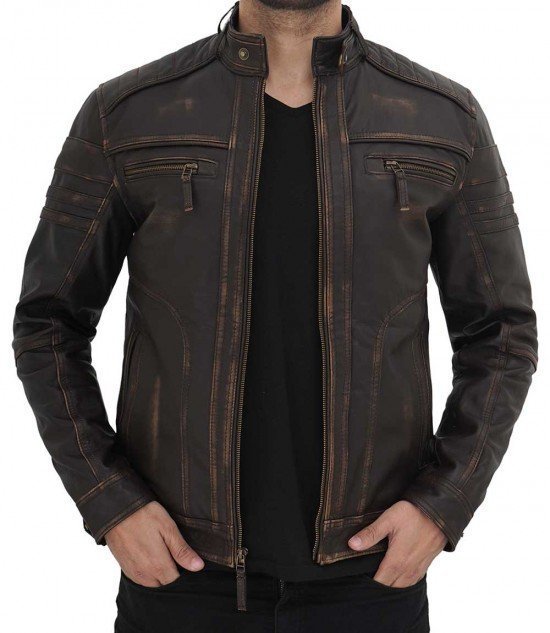 Monroe Distressed Brown Leather Jacket - Vox Leather