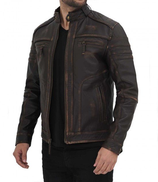Monroe Distressed Brown Leather Jacket - Vox Leather