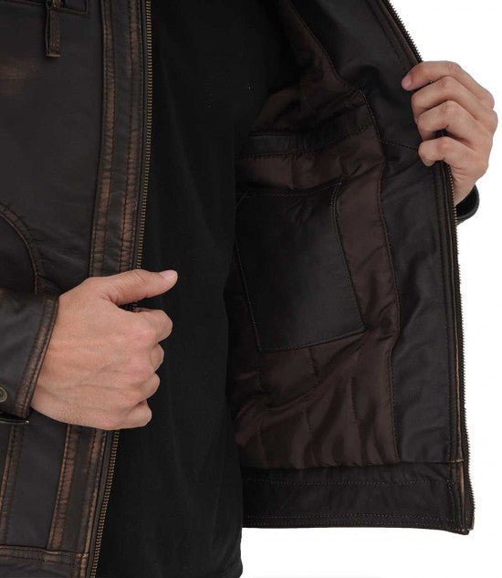 Monroe Distressed Brown Leather Jacket - Vox Leather