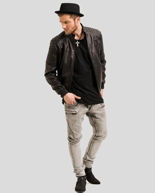 Mosh Black Bomber Leather Jacket - Rare Leather