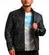 Moto Distressed Black Vintage Cowhide Leather Jacket - Rare Leather