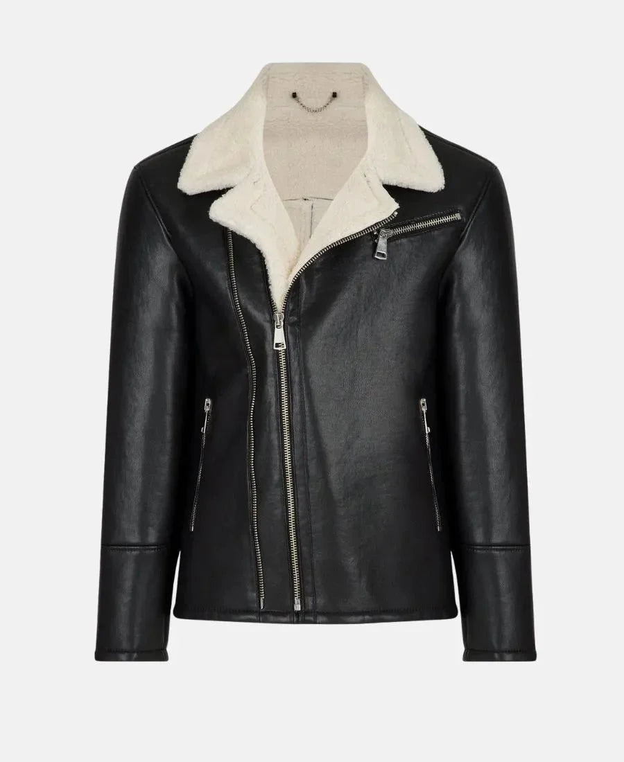 Moto Style Real Shearling Leather Jacket - Rare Leather