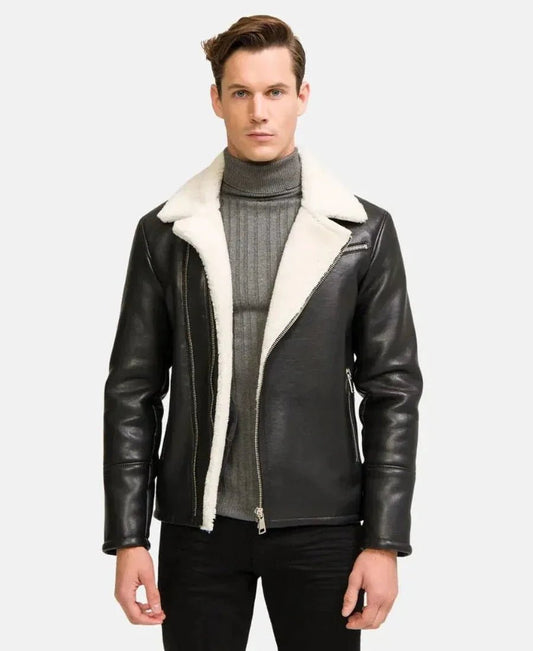 Moto Style Real Shearling Leather Jacket - Vox Leather