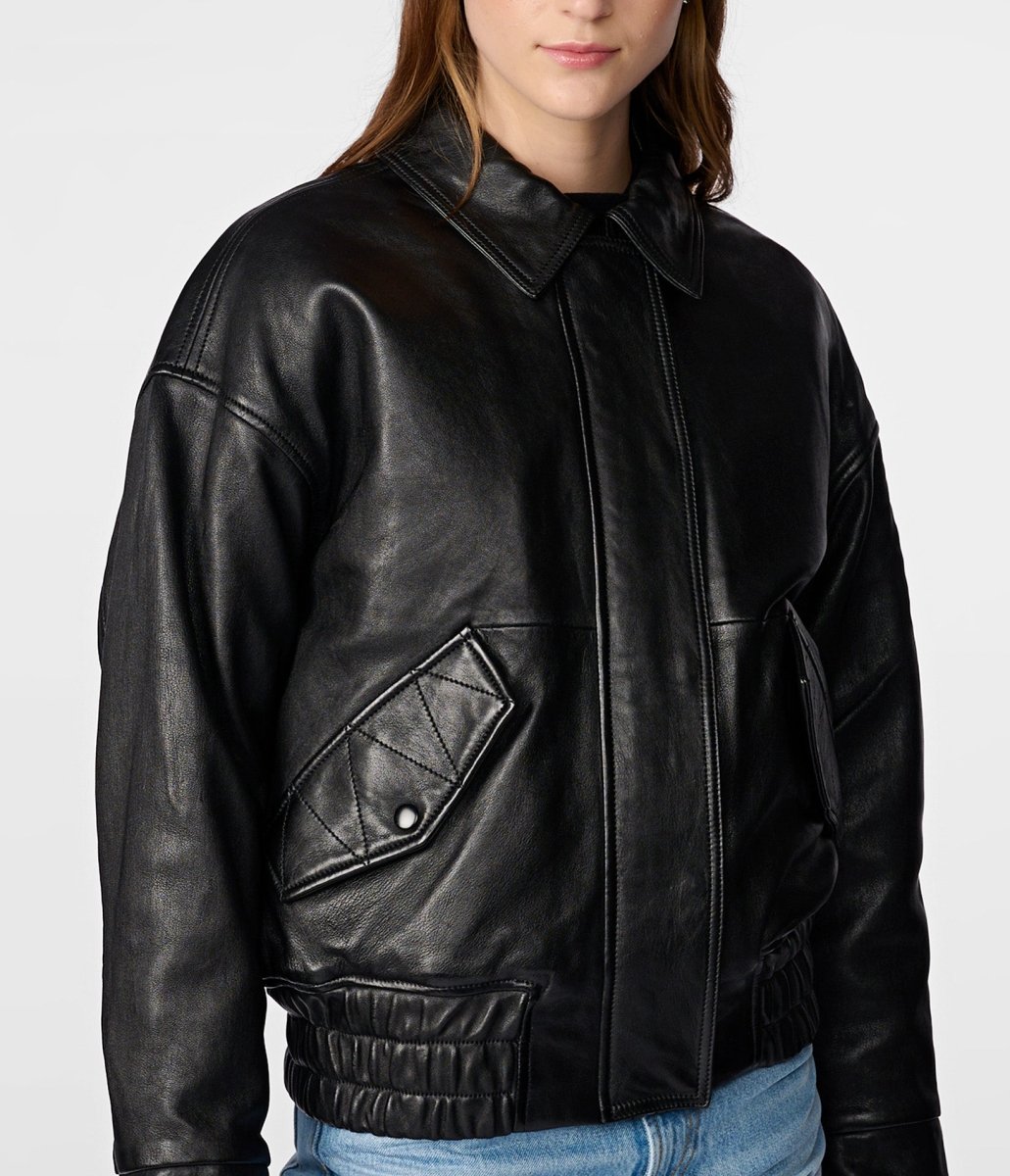 Mya Leather Aviator Jacket - Vox Leather