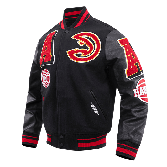 NBA ATLANTA HAWKS MASHUP RIB WOOL VARSITY JACKET - Rare Leather