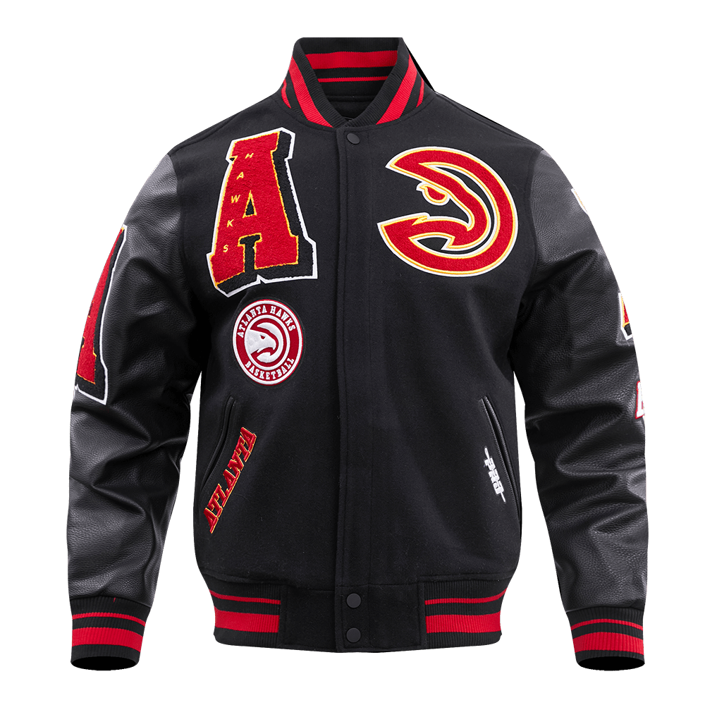 NBA ATLANTA HAWKS MASHUP RIB WOOL VARSITY JACKET - Vox Leather