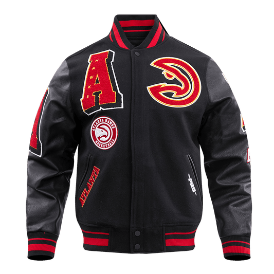 NBA ATLANTA HAWKS MASHUP RIB WOOL VARSITY JACKET - Vox Leather