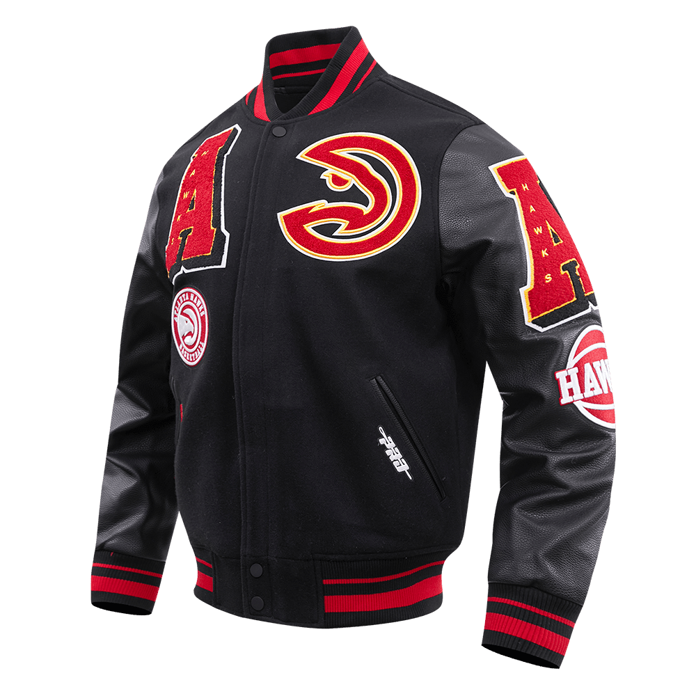 NBA ATLANTA HAWKS MASHUP RIB WOOL VARSITY JACKET - Vox Leather