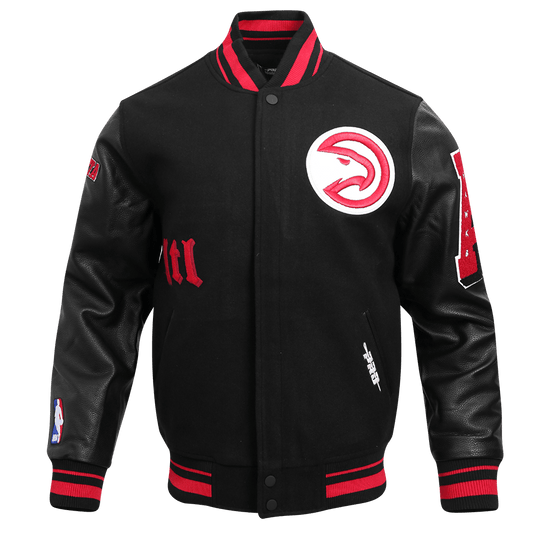 NBA ATLANTA HAWKS OLD ENGLISH WOOL VARSITY JACKET - Rare Leather